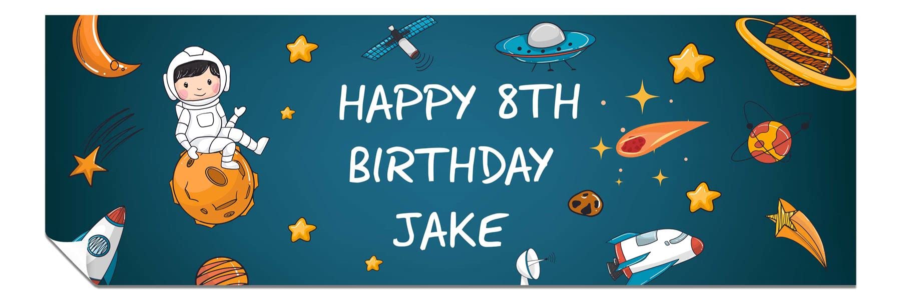 Personalised Birthday Banners for Girls & Boys - Happy Birthday Decorations for Kids’ Party - Girl Boy - Banner Astronaut Space 6ft x 2ft Large Banner