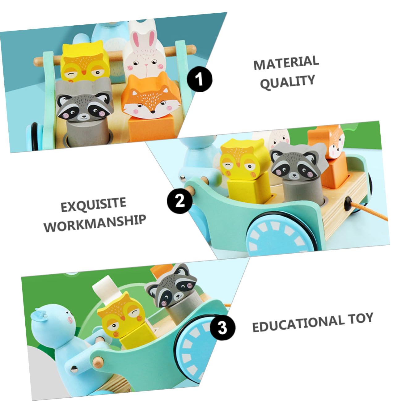 Carrito de Arrastre de Madera Diseño de Animales para Niños