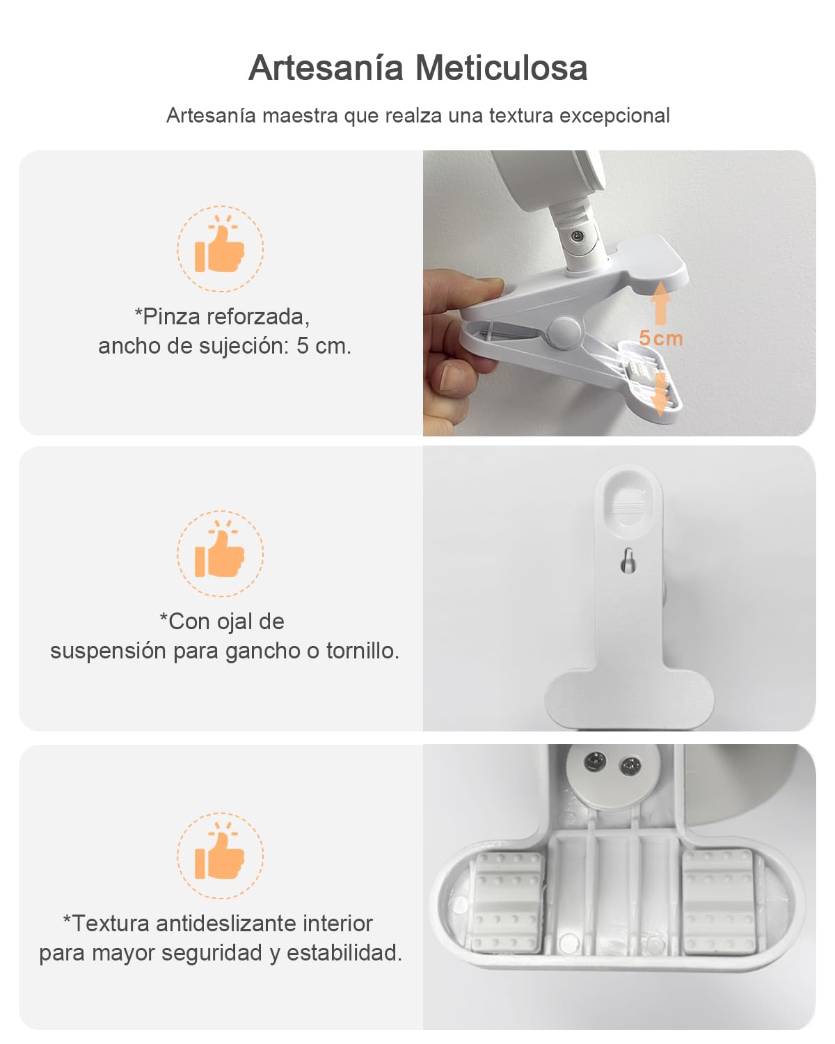 GOVSSING Lampara Lectura Cama Sin Cable con Recargable 5000mAh, USB LED Lampara Pinza Cabecero Cama 360° Giratorio de 3 Colores Camping