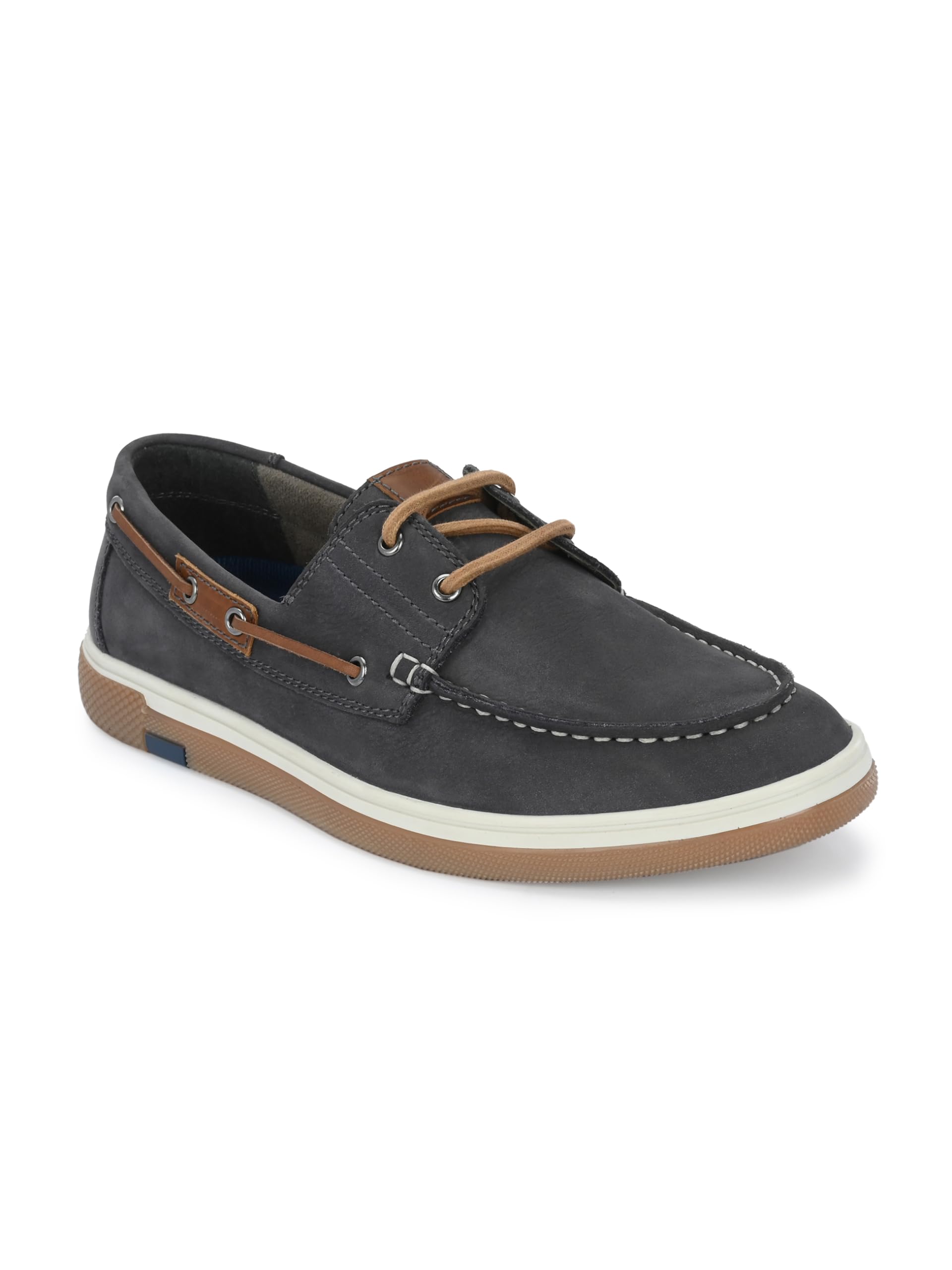Suede Casual Leather Boat Shoes for Men with Lace ups and TPR Sole