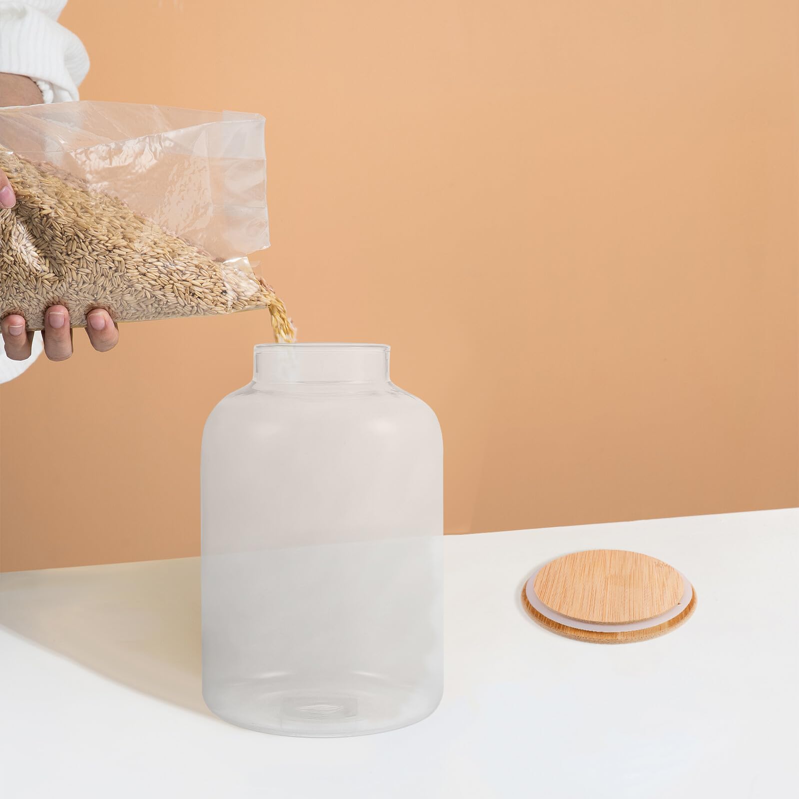 SHINEOFI Hochborosilikat Glas Vorratsglas mit Holzdeckel Luftdicht Langlebig für Lebensmittel Aufbewahrung Tee Nüsse Snacks Trockenfrüchte
