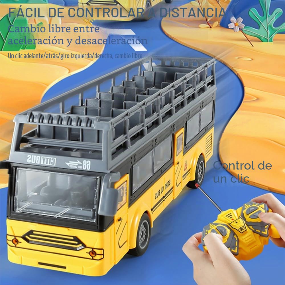 Autobús de control remoto, autobús RC 1/30 4CH con música ligera, puerta apertura, autobús juguete de interacción padre-hijo