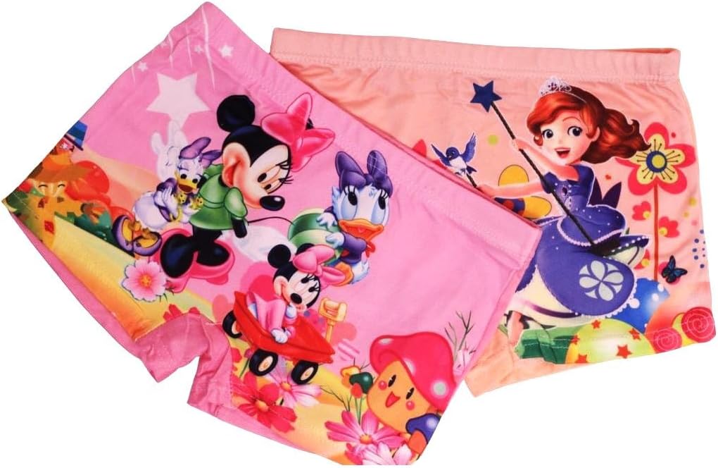Soft Cotton Cartoon Boxer Panty for Girls | Breathable Kids Underwear | Cute Printed Full Coverage Boxers Innerwear for Baby Girls & Toddlers Pack of 2 (Multicolor)