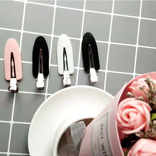Miniatura 6 de 6 pinzas para el cabello sin doblez, pinzas para el cabello sin arrugas para peinado, clips de maquillaje para mujeres y niñas (negro y rosa)