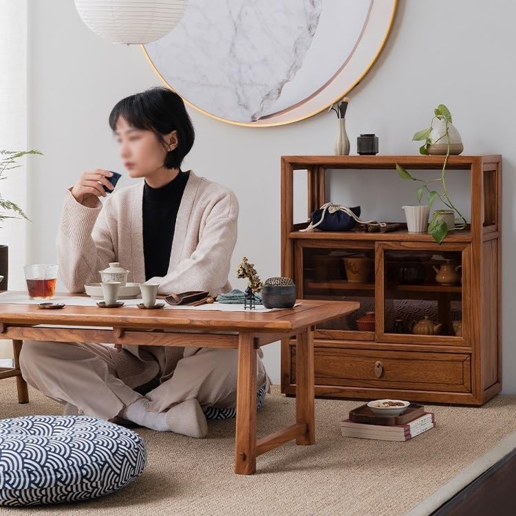 eexbz Sofa Wooden Chinese Sofa Side Table Side Cabinet Storage Cabinet Bay Window Zen Tea Side Cabinet Sofas for Living Room