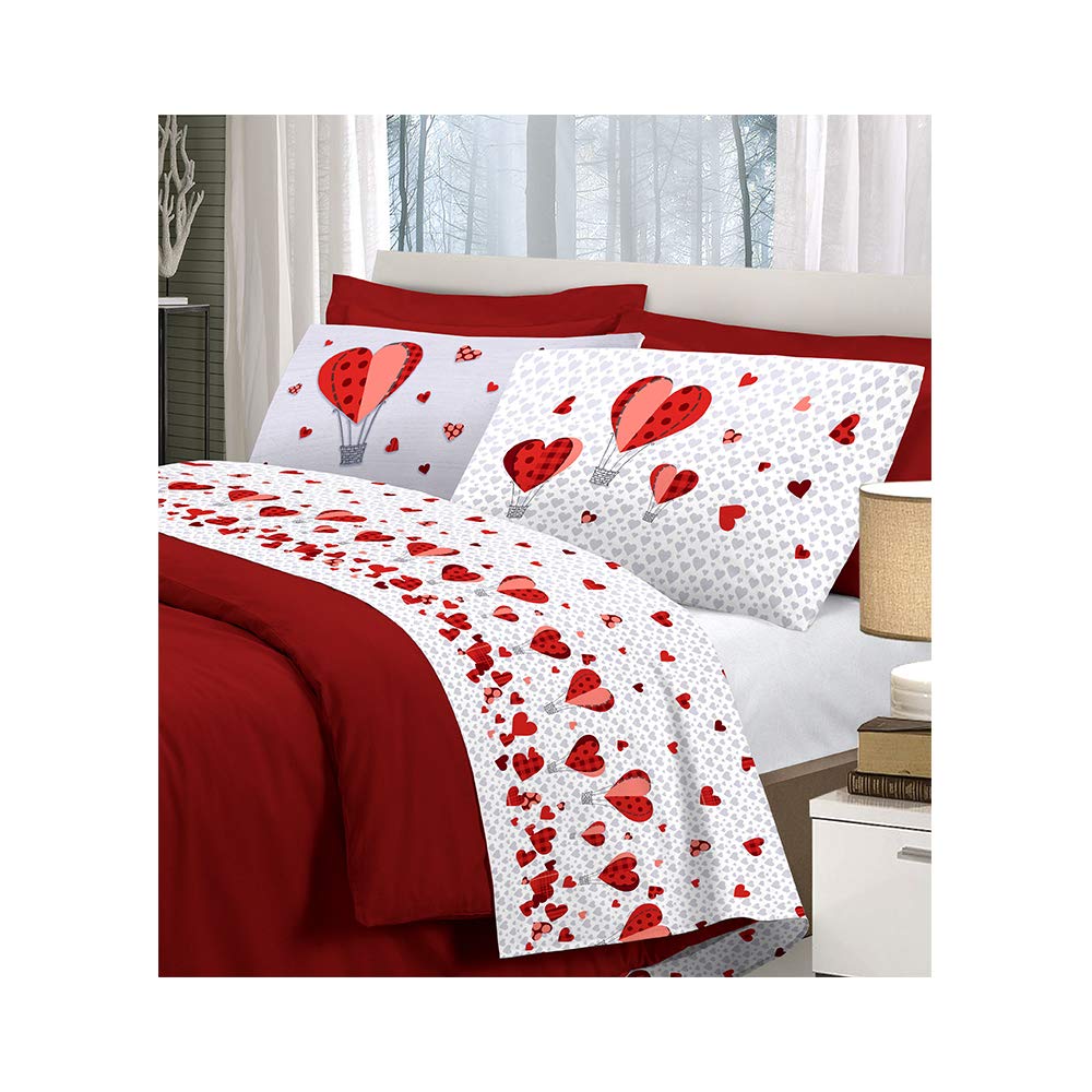 Completo Letto Pensieri Delicati Mongolfiera Rosso Matrimoniale