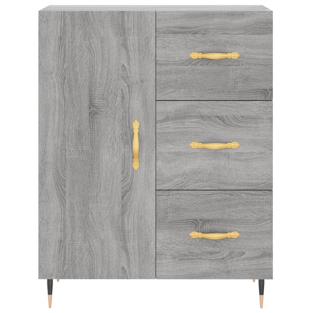 Bufet wysoki Sonoma szary 69,5x34x180 cm drewno inżynieryjne, wysoka komoda, szafka z szufladą, szuflady na komody
