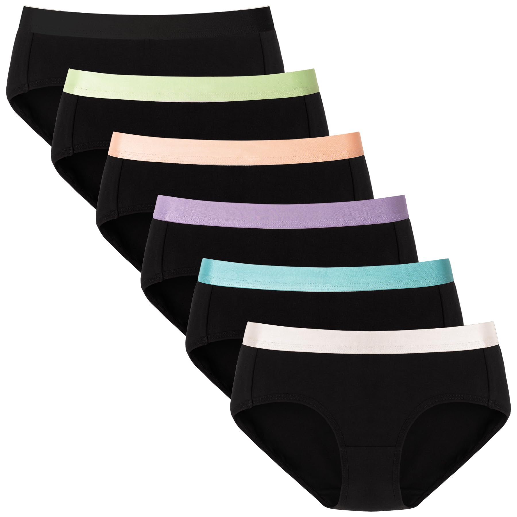 POPKOK Womens Underwear Soft Cotton Hipster Panties Mid Rise Briefs 6 Pack Regular and Plus Size