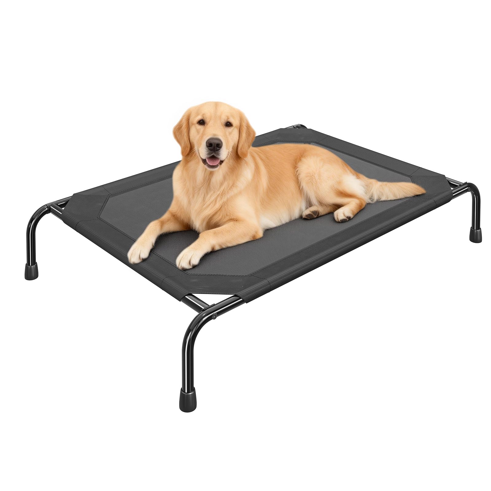 Ekisemio Elevated Dog Bed for Large Dogs, Waterproof XL Pet Cot with Breathable Mesh, Outdoor & Indoor Cooling Dog Bed, Raised Frame for Joint Support, Black