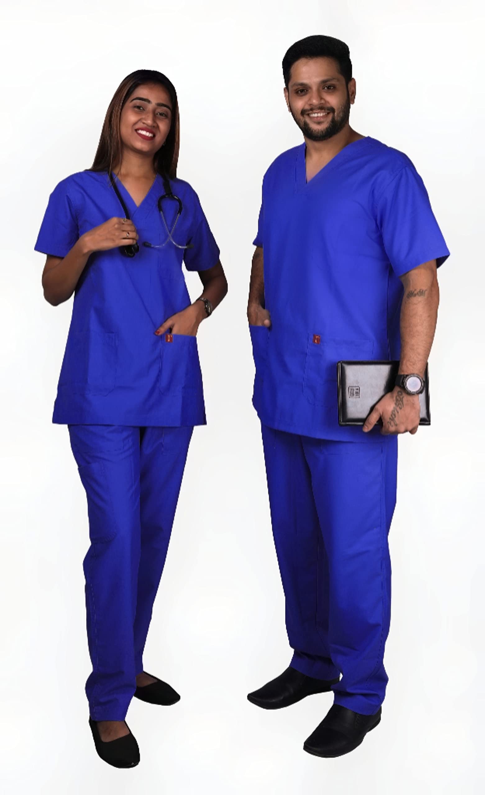 FRENCH TERRAIN® UNISEX V-NECK LIGHT WEIGHT POLYESTER VISCOSE MEDICAL SCRUB SUIT FOR DOCTORS, TOP AND BOTTOM WITH 5 POCKETS, SIZE 40 - L, ROYAL BLUE. (B09GLX3KHM) Amazon Price History, Amazon Price Tracker