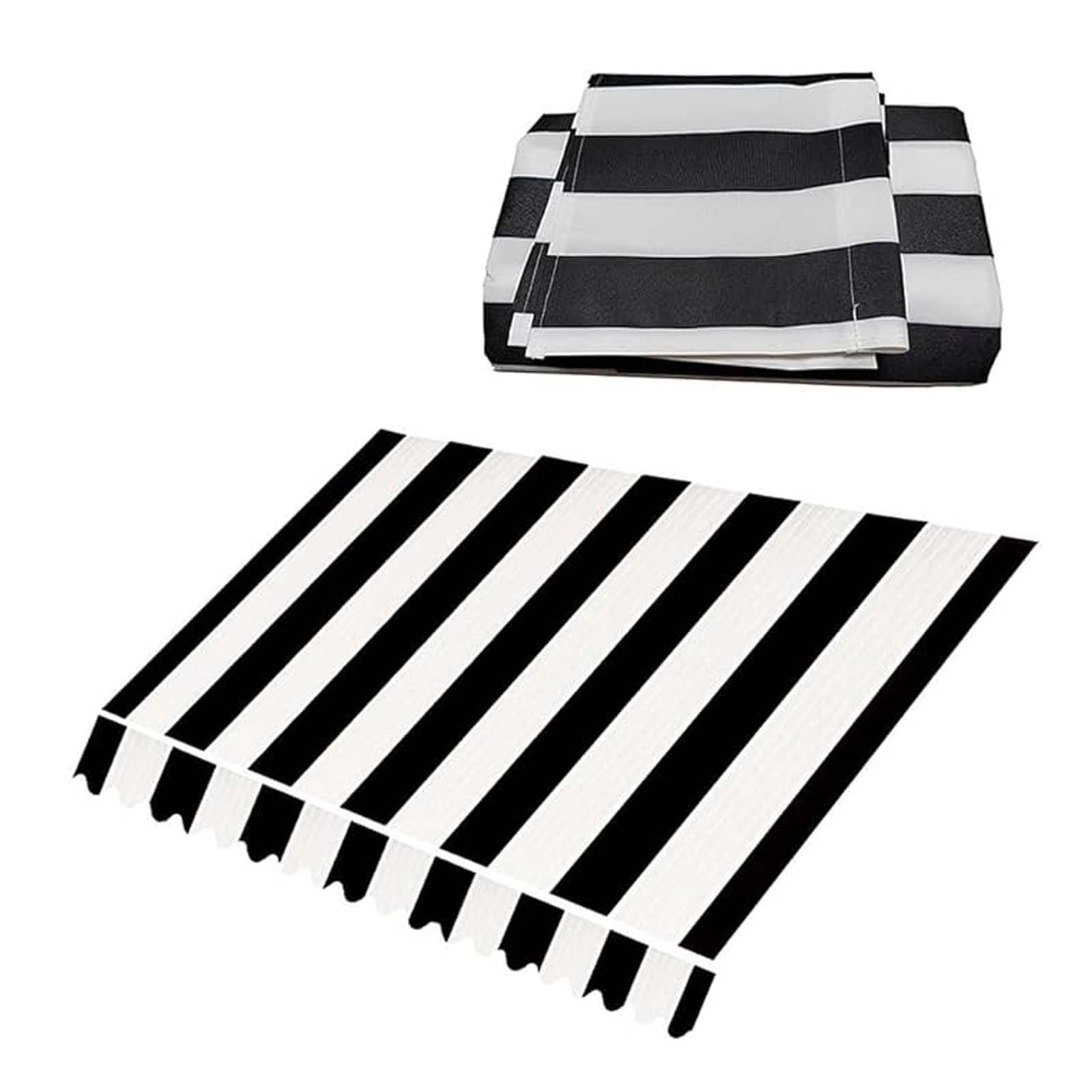Tessuto di ricambio a righe per tenda da sole da esterno, materiale da 2 x 1,5 m a 7 x 4 m, colore nero, copertura per patio, giardino, terrazza, balcone (4,5 x 2,5 m)