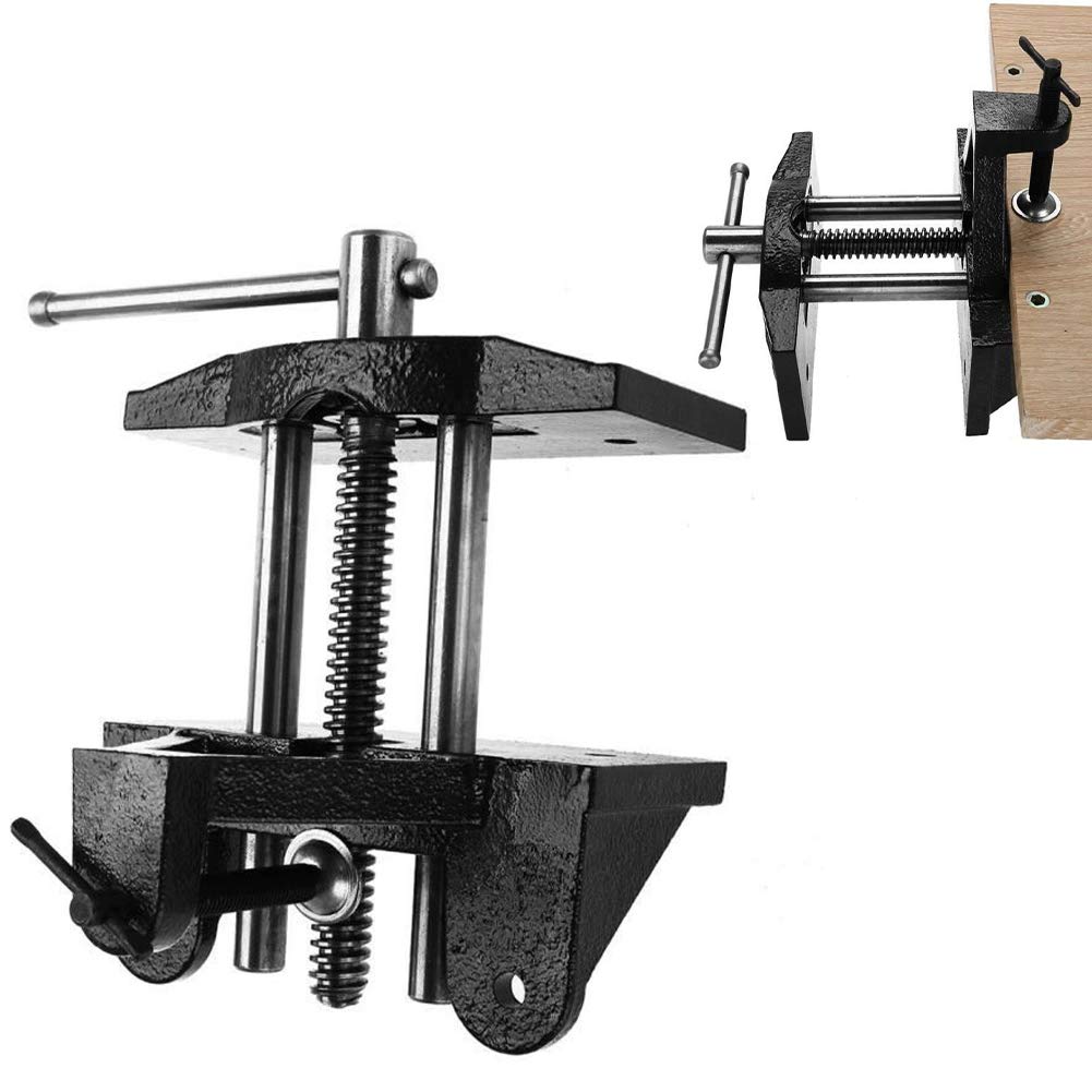 Cocoarm Morsa per la Lavorazione del Legno Morsa da Tavolo in Ghisa Morsetto Manuale con Design con Ganascia in Acciaio Al Carbonio Sostituibile e Asta in Acciaio da 45 Mm per Falegnami Riparazione e
