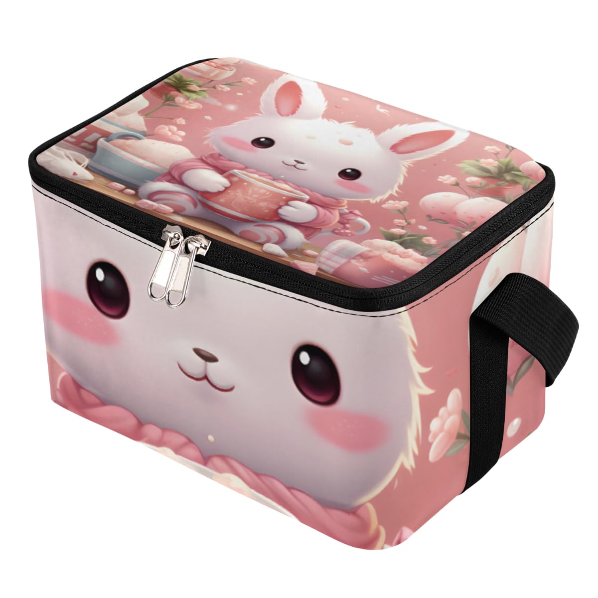 GzLeyigou Lunch Bags for Women Men 9 Cans,Lovely Rabbit Hot & Cold Food Delivery Bag Insulated Grocery Bag Insulated Lunch Box Rabbit Cooler Bag for Office Work Picnic Beach