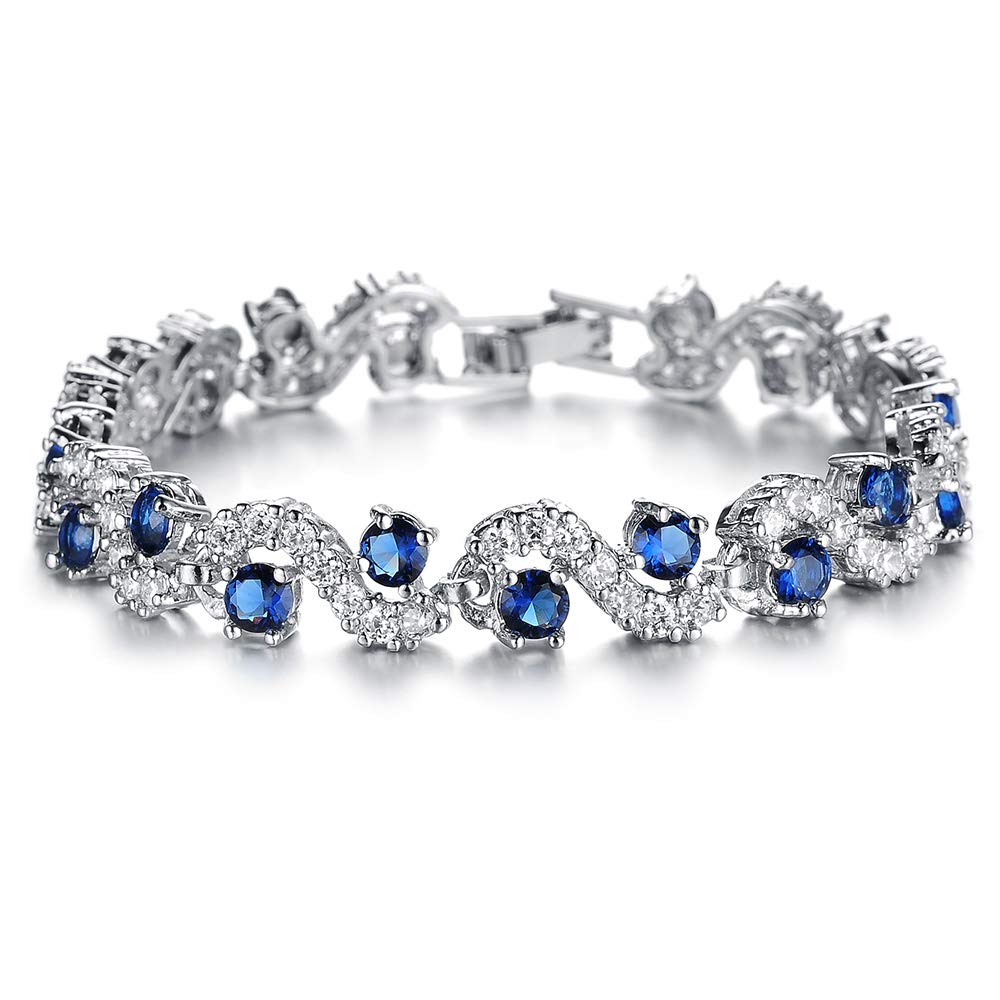 Platinum Plated Bracelet for Brides – Platinum Bracelet for Women –Platinum Plated Jewelry– Silver Platinum Plated Jewelry for Women- Platinum Plated Zirconia Bracelet