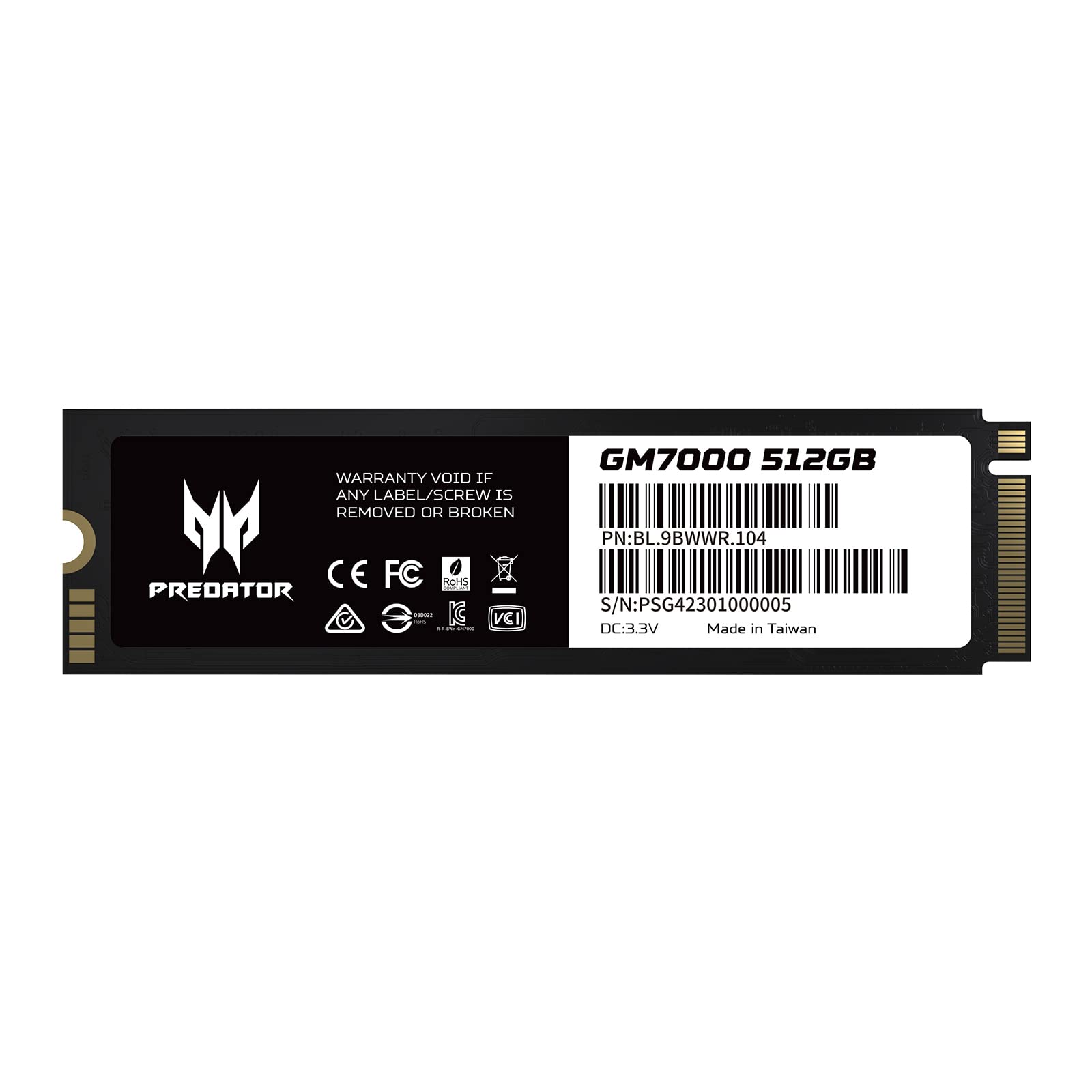 Acer Predator GM7000 512GB NVMe Gaming SSD - M.2 2280 PCIe Gen4 (16 Gb/s) x 4, 3D TLC NAND PC Intern