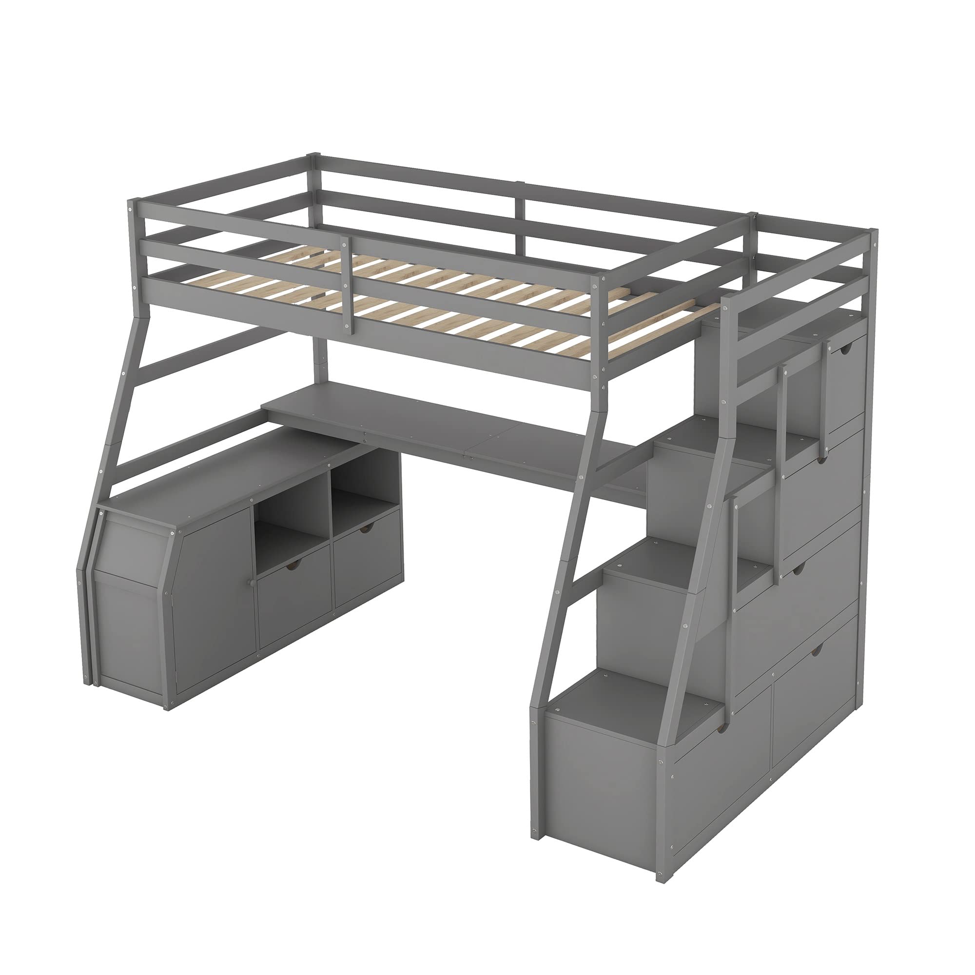 ALEYHA Twin Size Loft Bed,Product MaterialPlywood+MDF+Pinewood,Overall