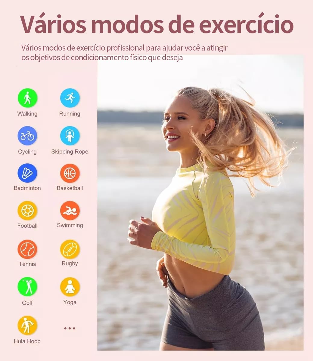 Smartwatch com Tela Full Touch 1.45", IP68, Compatível com iOS e Android, 120+ Modos Esportivos e Recebimento de Notificações, Faz e Recebe Ligações, Assistente de Voz, Unissex, 3 Pulseiras (Ouro) 4 61NzJwgSfhL. AC SL1200