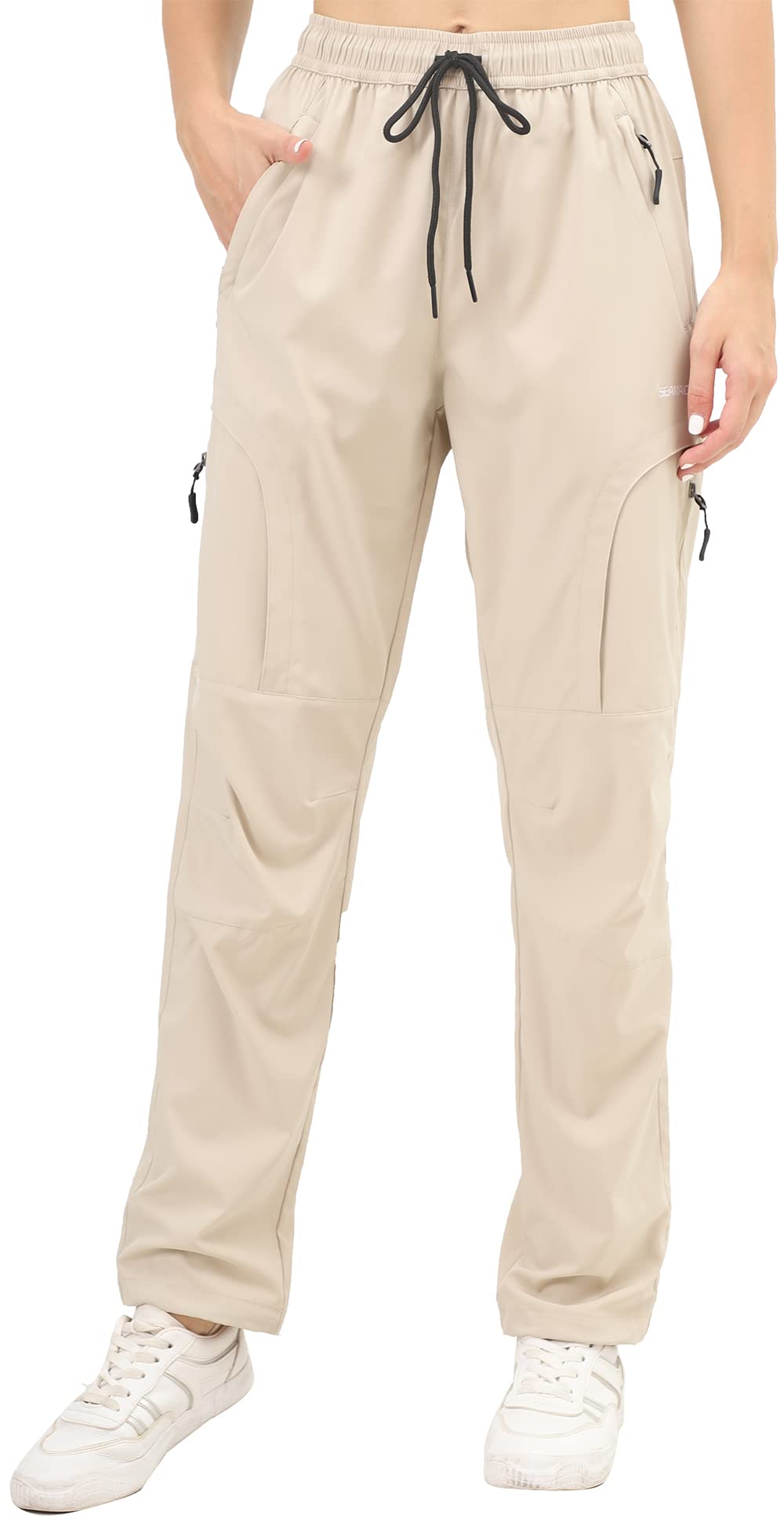 Women's Hiking Pants Water-Resistant Quick Dry Lightweight Cargo Joggers with Zipper Pockets for Outdoor Travel