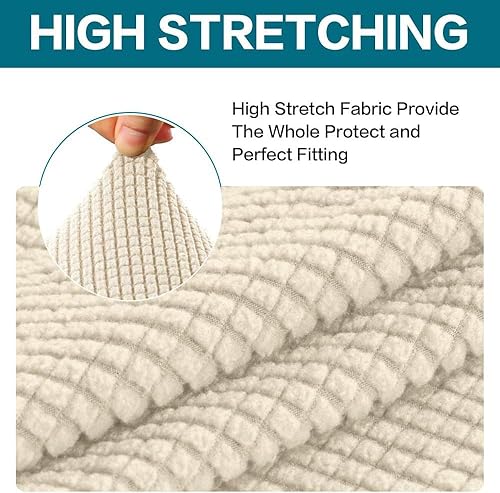 Vista 67 de Turquoize - Funda elástica para sofá de 2 piezas y 3 cojines, funda protectora lavable con elástico en la parte inferior, tela jacquard gruesa