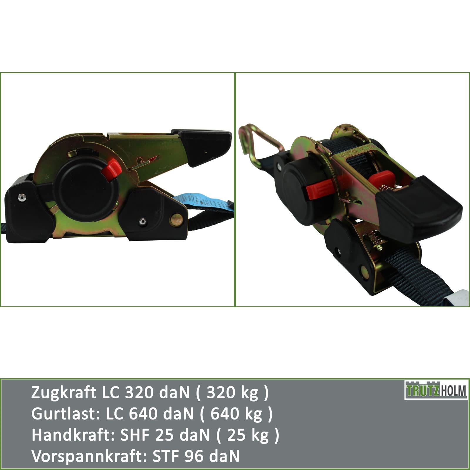 Automatik Spanngurt Zurrgurt 4 er Set Gurte 25mm 320/640 daN selbstaufrollend mit Spitzhaken (3 Meter)