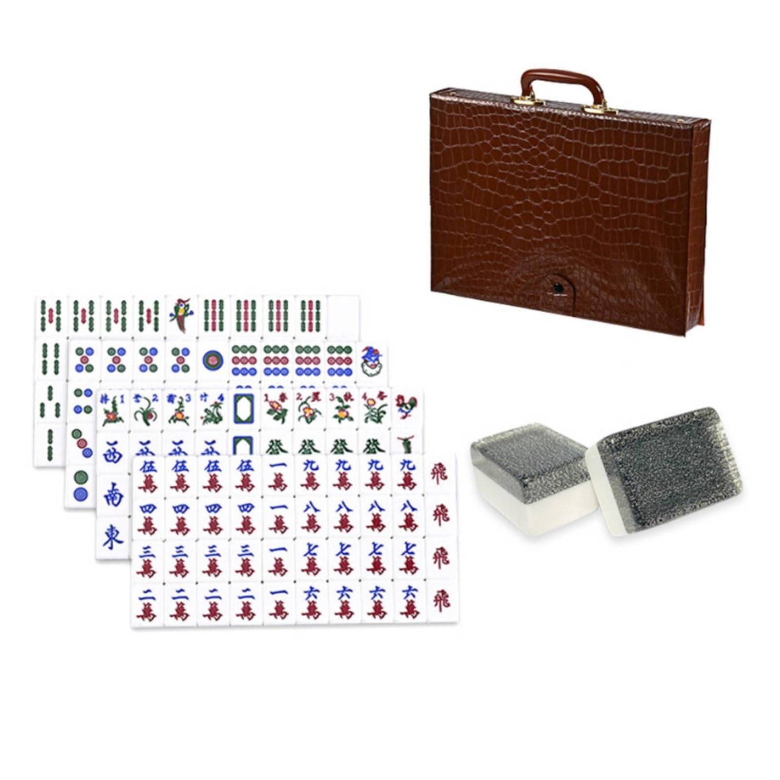 Mahjong Artigianato Acrilico Ensemble da Gioco Classico Tesserine Resistenti Pressione Marcature Visibili Ideale Adatto per Momenti Feste Casa, Nero+Argento