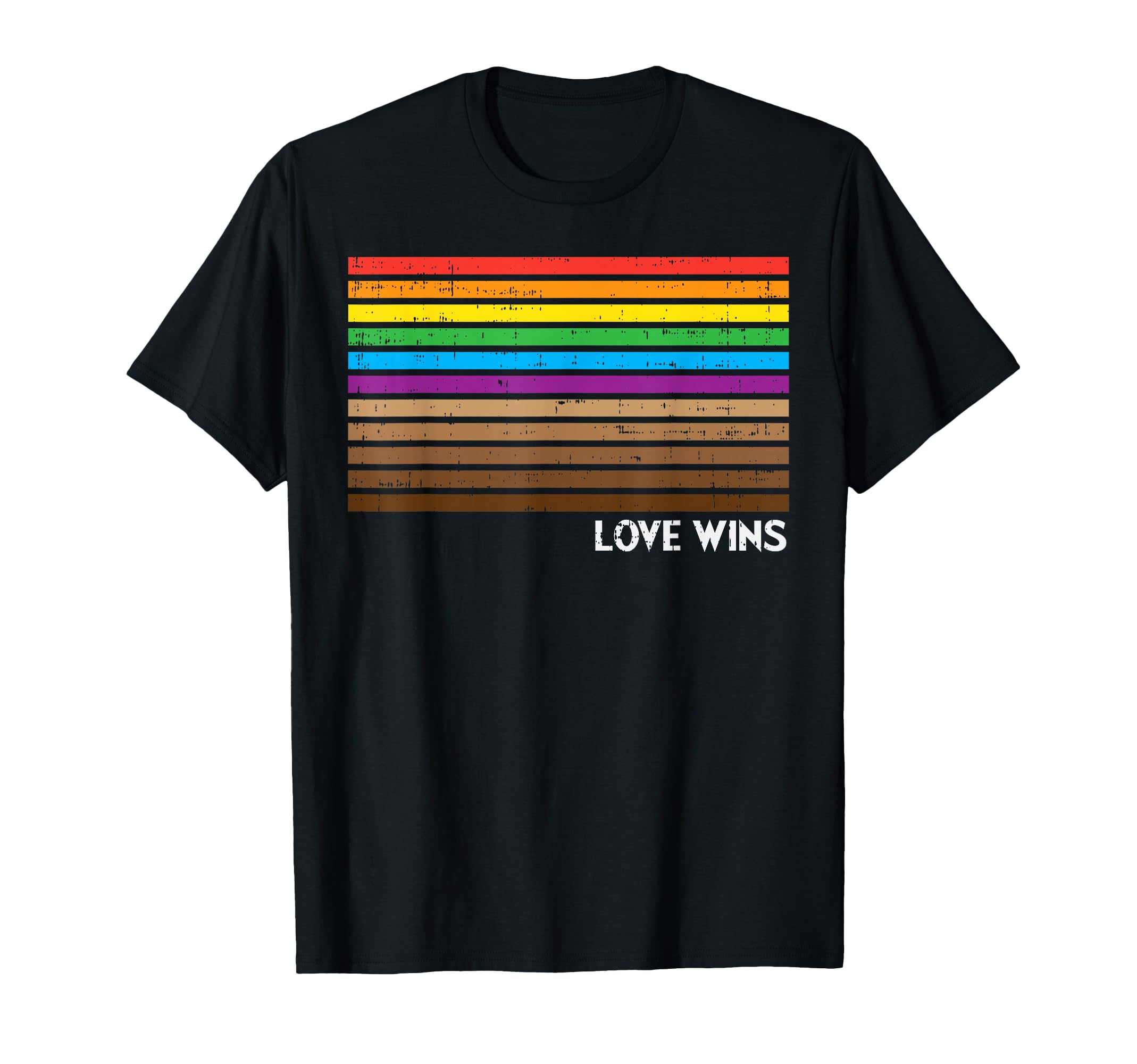 Rainbow Black Pride Flag Love Wins Equality Gay LGBT Gift T-Shirt