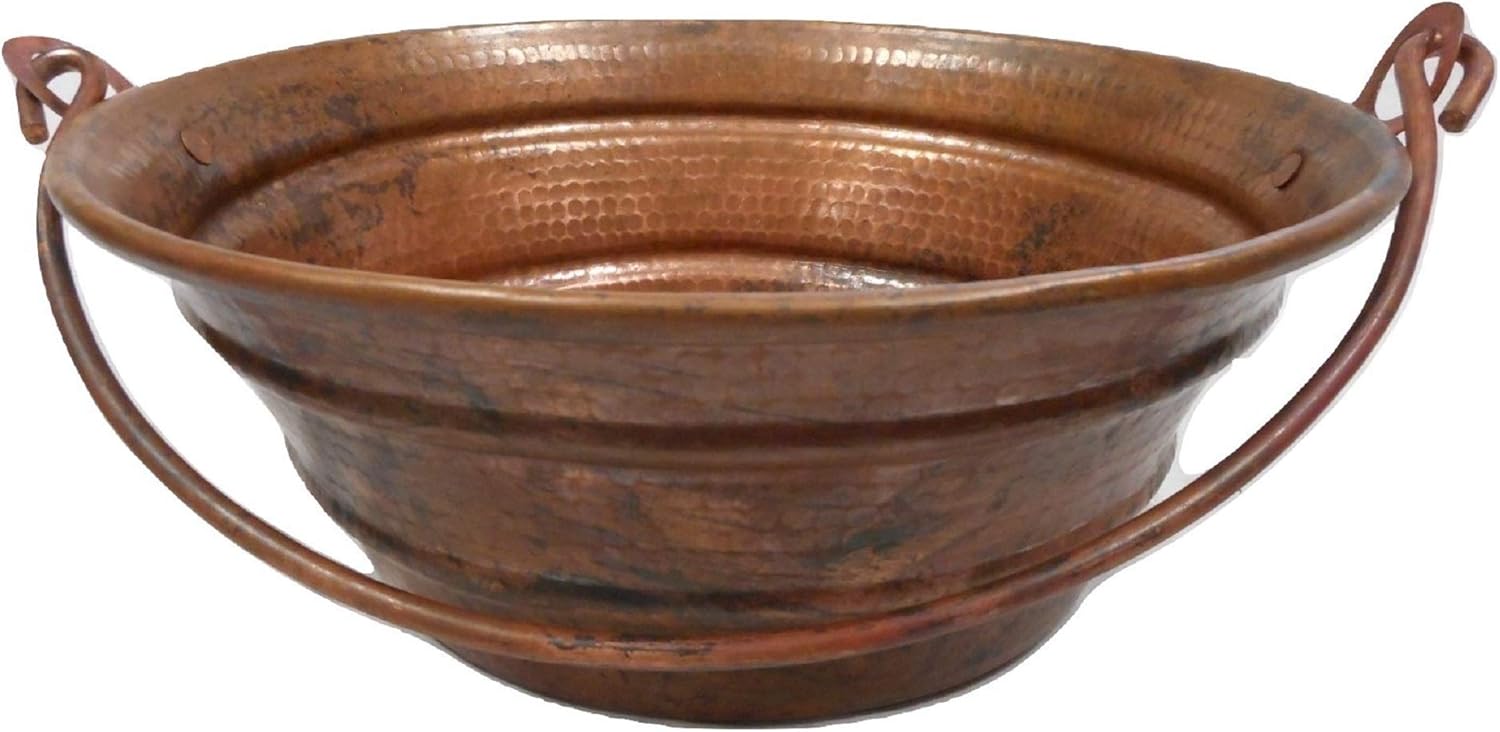 Natural Fired 15 Round Copper Vessel BUCKET Bath Sink