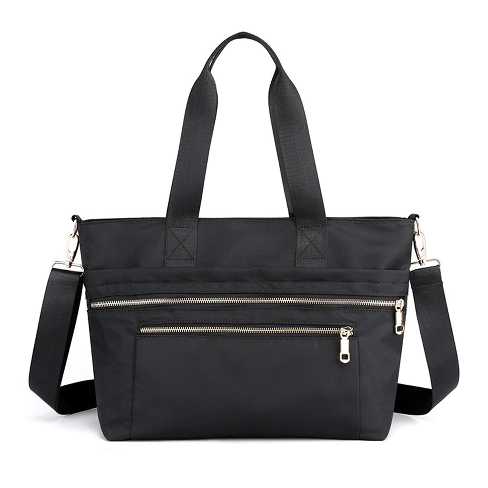 Coloryan Women's Black Handbag Shopper Tote Bag, Fashion Large Capacity Shoulder Crossbody Bag Lightweight Casual Multi Pocket Shopping Handbag Simple Daily Purse Summer Beach Trendy Bag For Shopping Travel