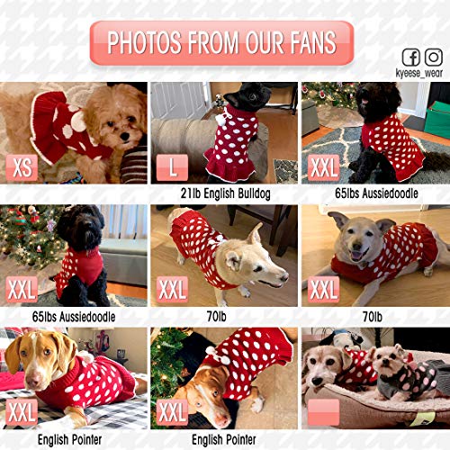 KYEESE Red Dog Sweaters Dress with Leash Hole Polka Dot Dog Sweater Knit Warm Doggie Sweaters with Pom Pom Ball for Fall… - Image 5