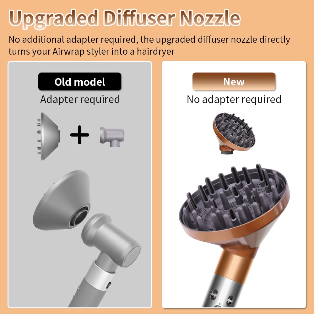 Laymi Diffusore per Dyson, diffusore a denti lunghi, per diffusore Dyson Airwrap, accessorio per asciugacapelli, ricci per capelli ondulati e ricci, conversione curling styler