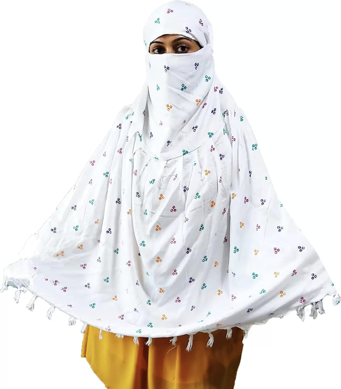 SIX SIGMA Cotton Long Scarf Cum Mask Scarves Usable For Vehicle Driver | White Printed Design | Universal Size | For Girl & Women | Breathable Sun Protection Light Weight, (female)