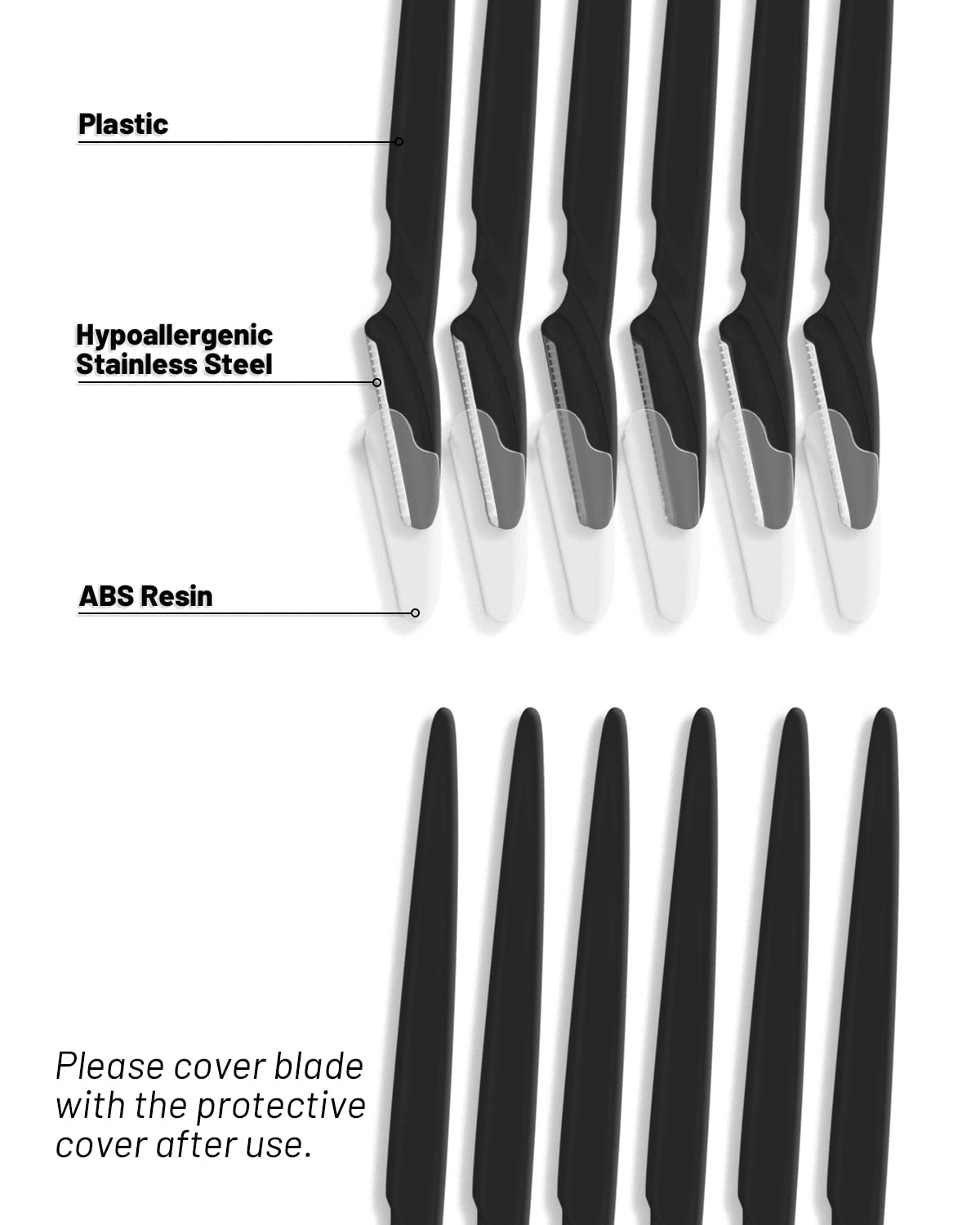 MoHern Dermaplaning Tool for Face, 30 Pcs Dermaplane Razor for Face, Multipurpose Face Razors for Women and Men, Pink: 30 Count (Pack of 1) Black