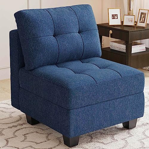 Belffin Middle Module Seat for Modular Sofa Sectional Couch with Storage Accent Armless Sofa Chair Modern Fabric Blue Middle Seat Module Blue