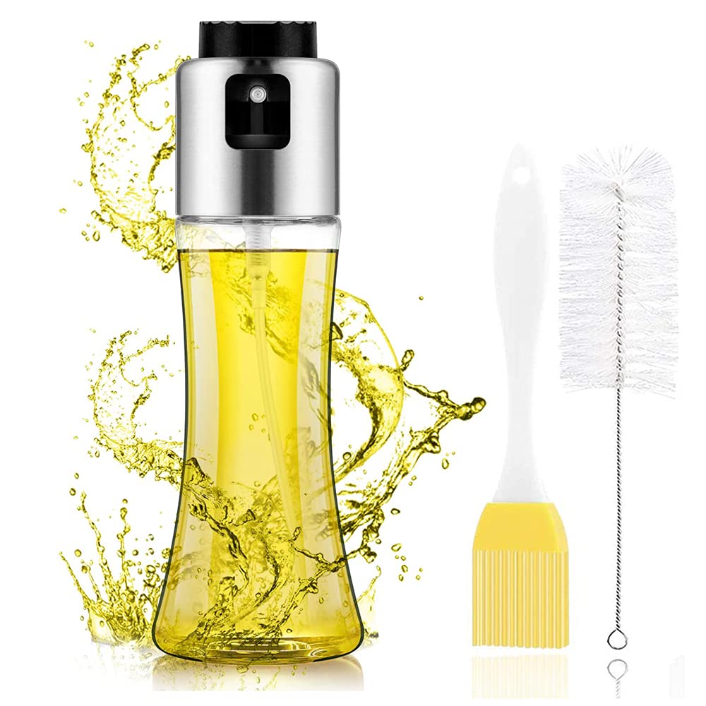 Kitchen Oil Bottles, Grilling Oil Bottle, Oil Spray Bottle, Oil and Vinegar Sprayer, Kitchen Oil Sprayer, Oil Sprayer Stainless, with Brush, for Kitchen, Cooking, Salad, Bread Baking, BBQ (180ml)