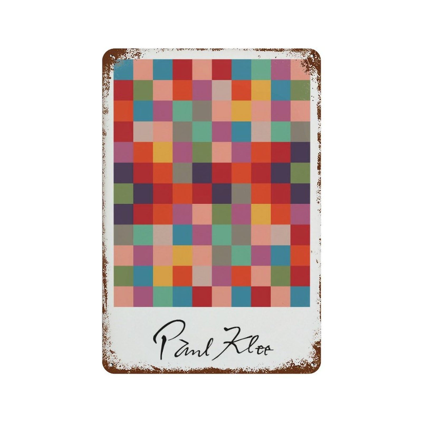 xiaoxiaoshen Paul Klee Geometric Colorful Squares Wall Decor Art Metal Tin Poster Modern Home Decor Art Home Bar Shop Decorations Vintage Sign 30x20cm