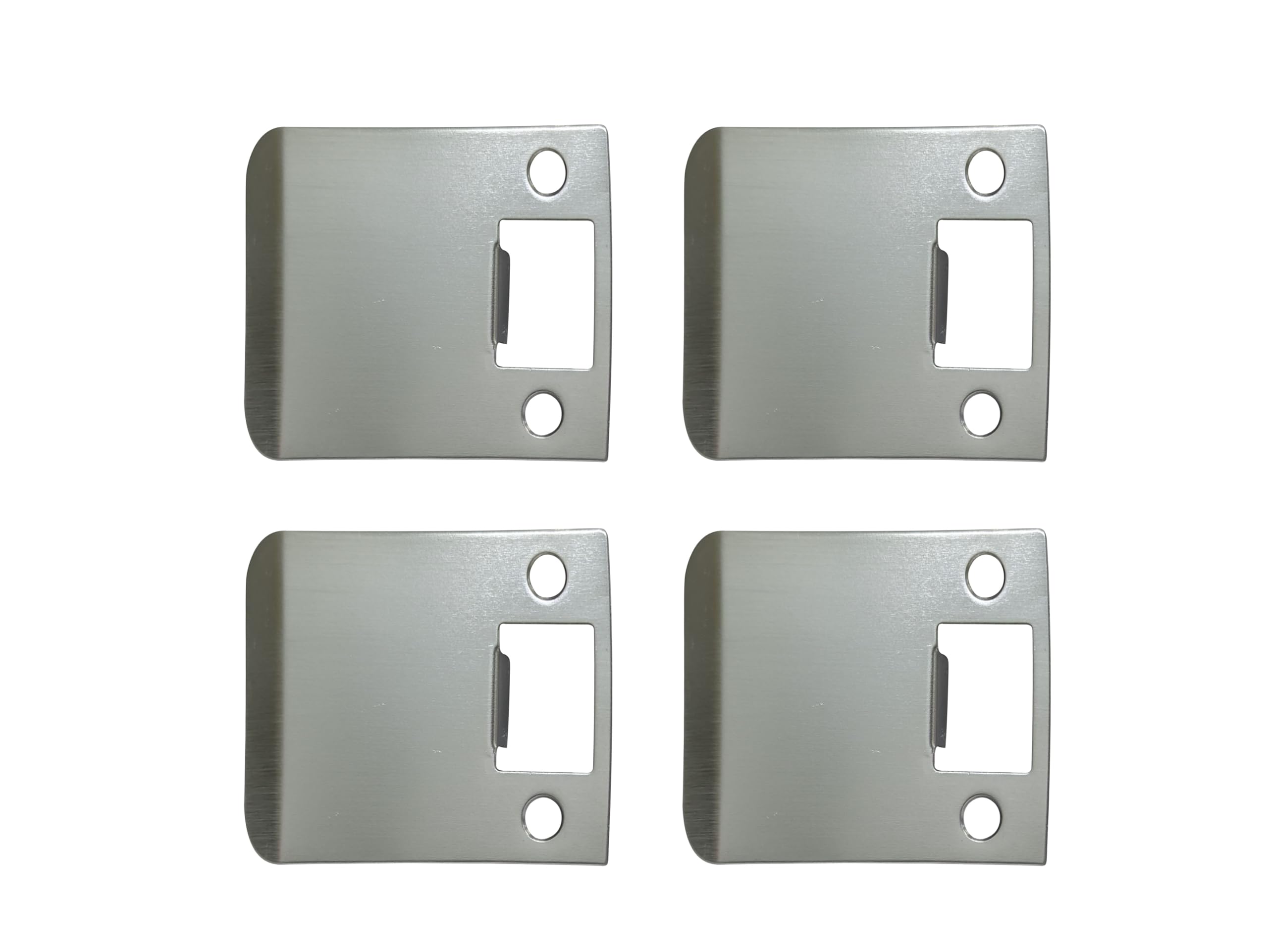QCAA Solid Brass Extended Lip Strike, 3''X2-1/4", Satin Nickel, 4 Pack, Made in Taiwan