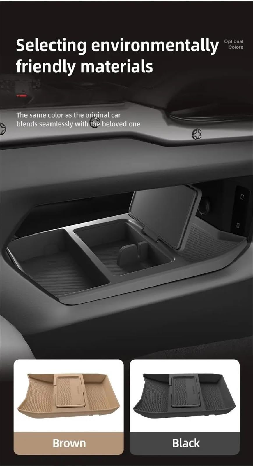 Per Chery Per Jetour T2 Traveller ICH-X K3 2024 Scatola Immagazzinaggio Bracciolo Controllo Centrale Sotto Strato Organizzare Contenitore per console centrale(Brown)
