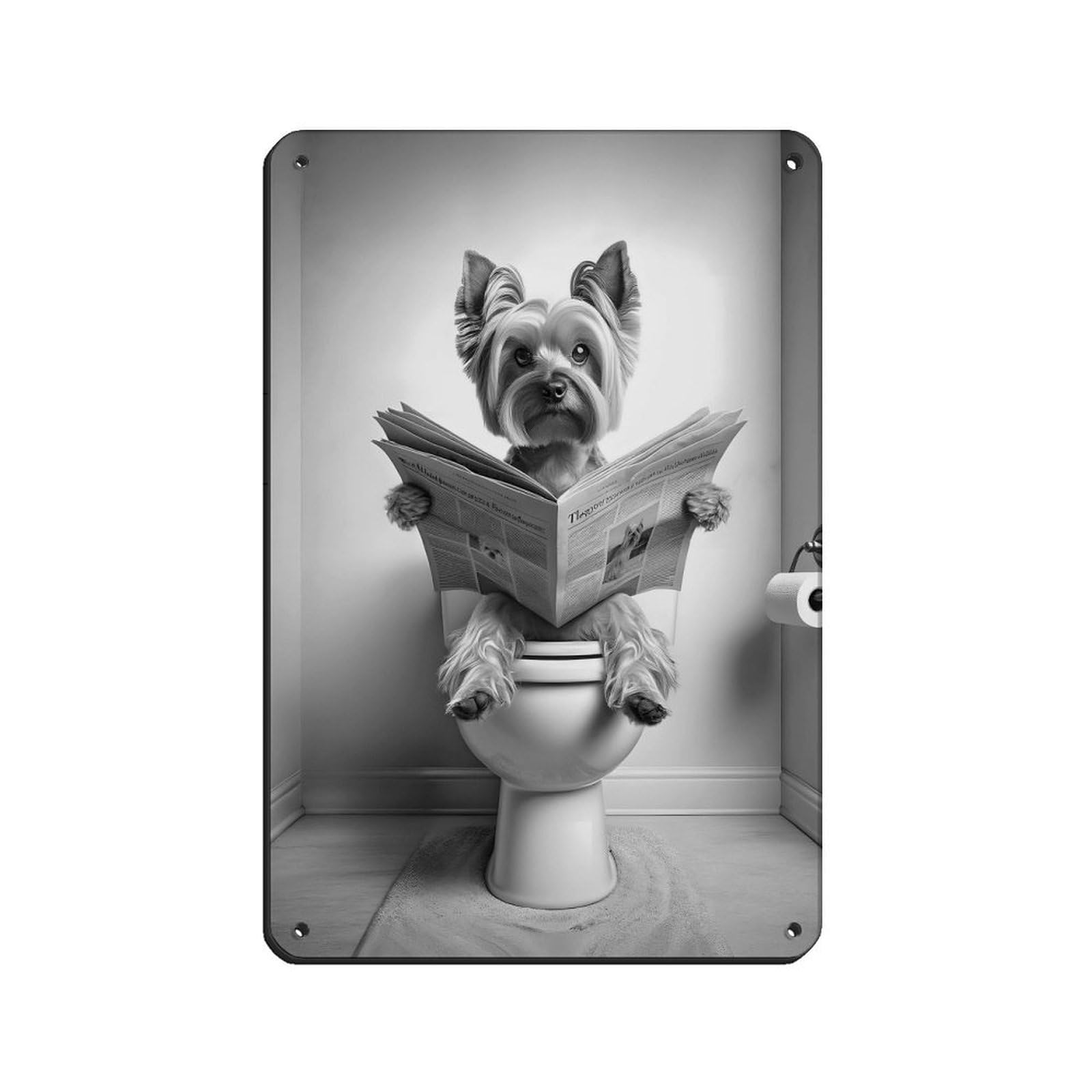 Yorkshire Terrier Bathroom Art Poster Retro Poster Metal Tin Sign Chic Art Retro Iron Painting Bar People Cave Cafe Family Garage Poster Wall Decoration 8x12inch(20x30cm)