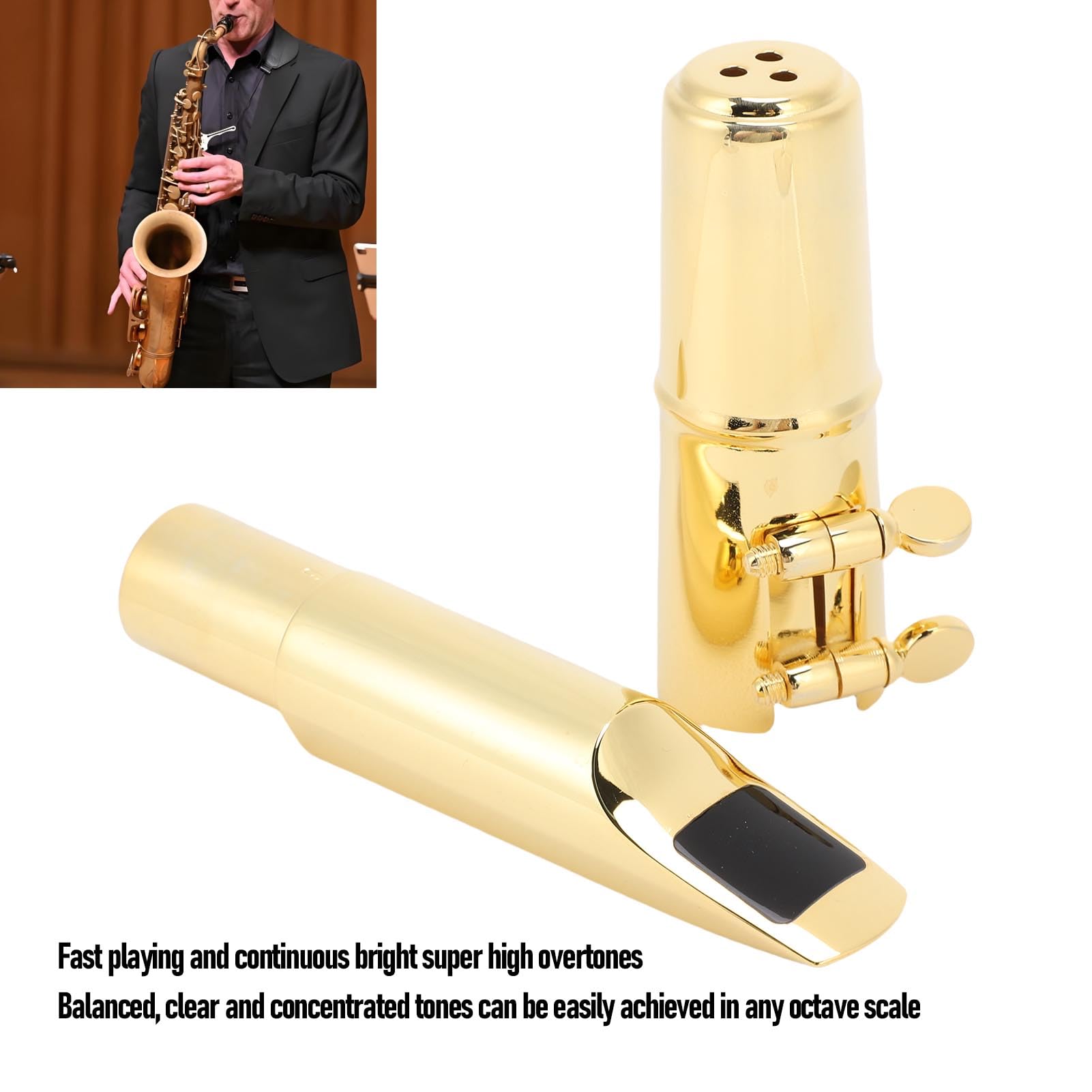 Boquilla de saxofón Tenor Latón Metal Grado Profesional Alto Rendimiento Si Bemol Accesorios para Instrumentos de Viento de Madera para Principiantes y Profesionales