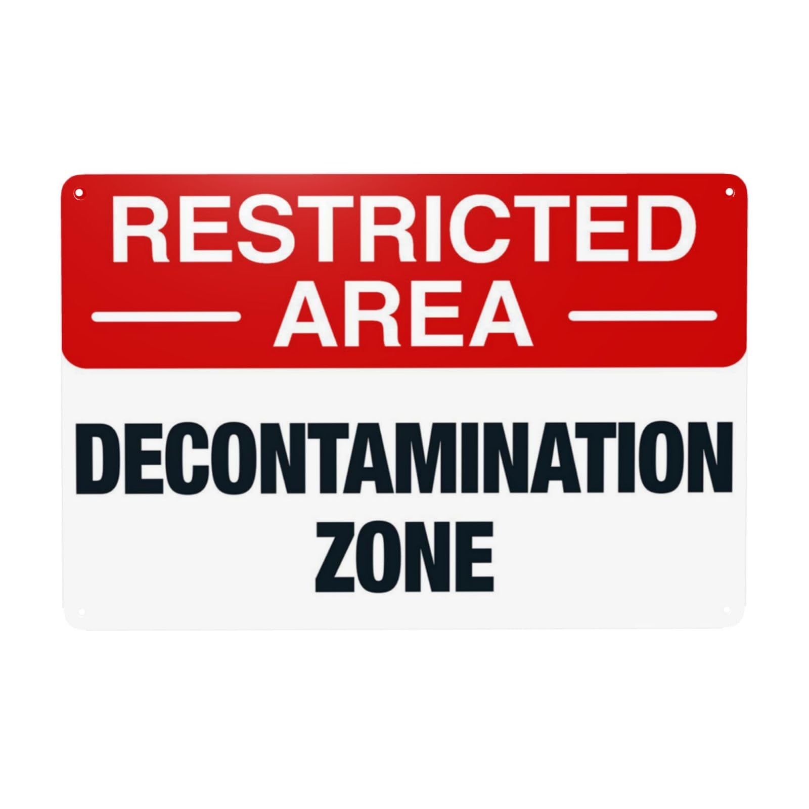 Vintage Metal Tin Sign, Decontamination Zone Authorized Personnel Only Decor, 12x8 Inch