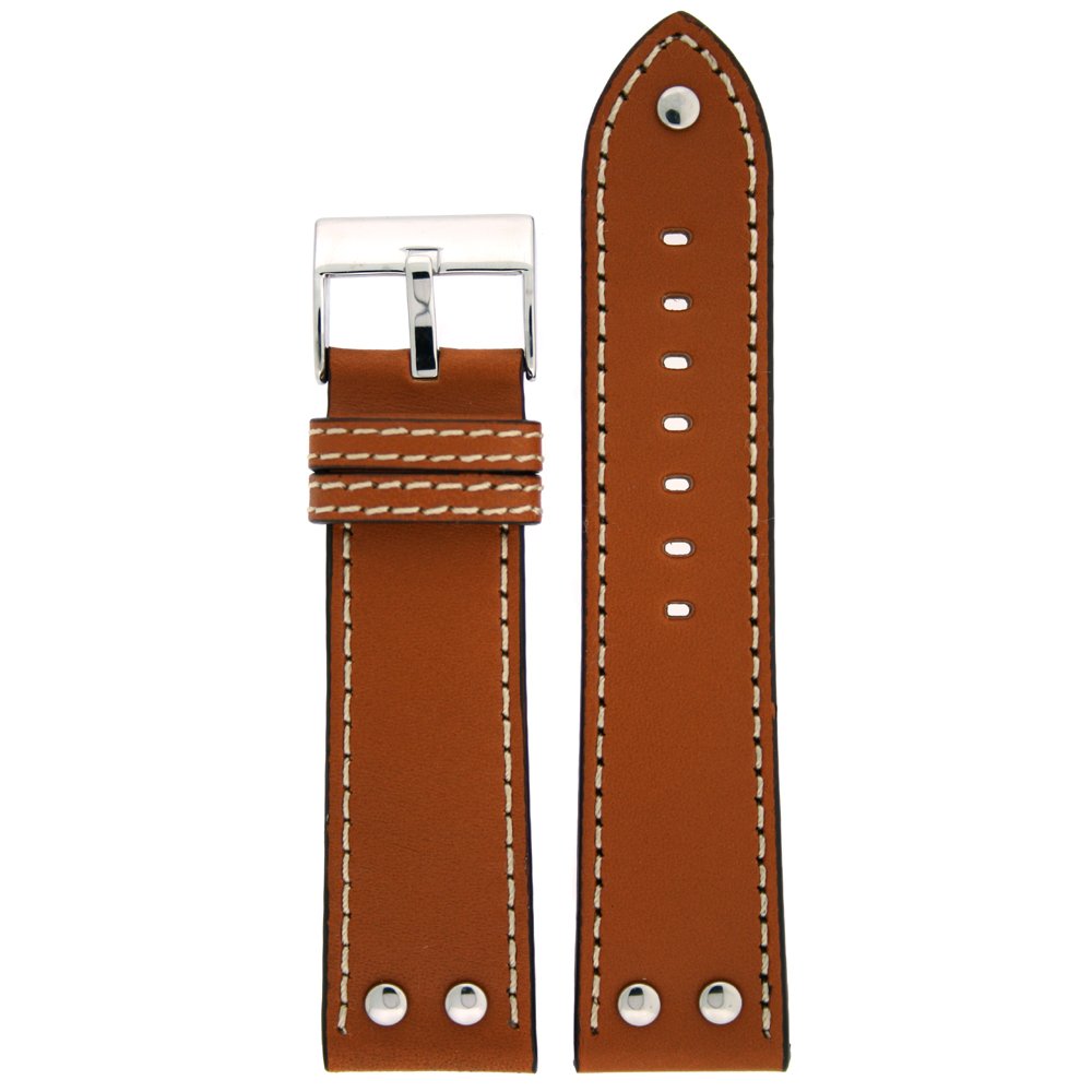 Tech Swiss Pilot Watch Band with Rivets Tan Color 20 millimeter