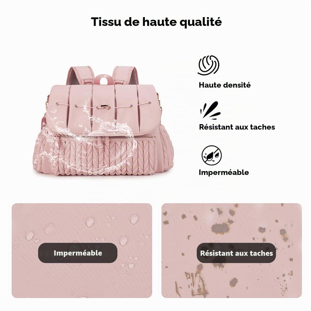 SONARIN Convertible Sac à Dos à Langer pour Bébé,Grande Capacité Imperméable Sac à Langer Bébé Sac de Maternité Sac à Couches de Voyage avec Matelas à Langer & Bretelle Unique(Rose)