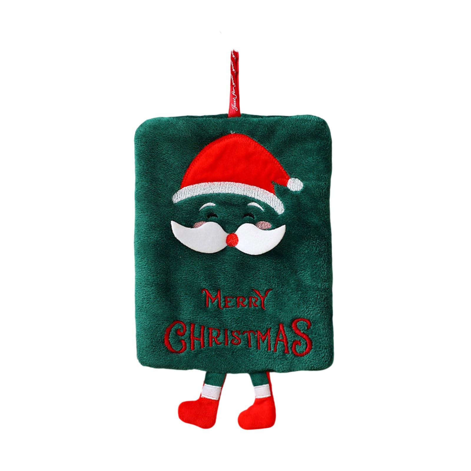 Msioytog Cartoon Christmas Pattern Towel Corals Fleece Fabric Fade Resistant Hand Dryer Practical Hanging Rope Drying Cloth
