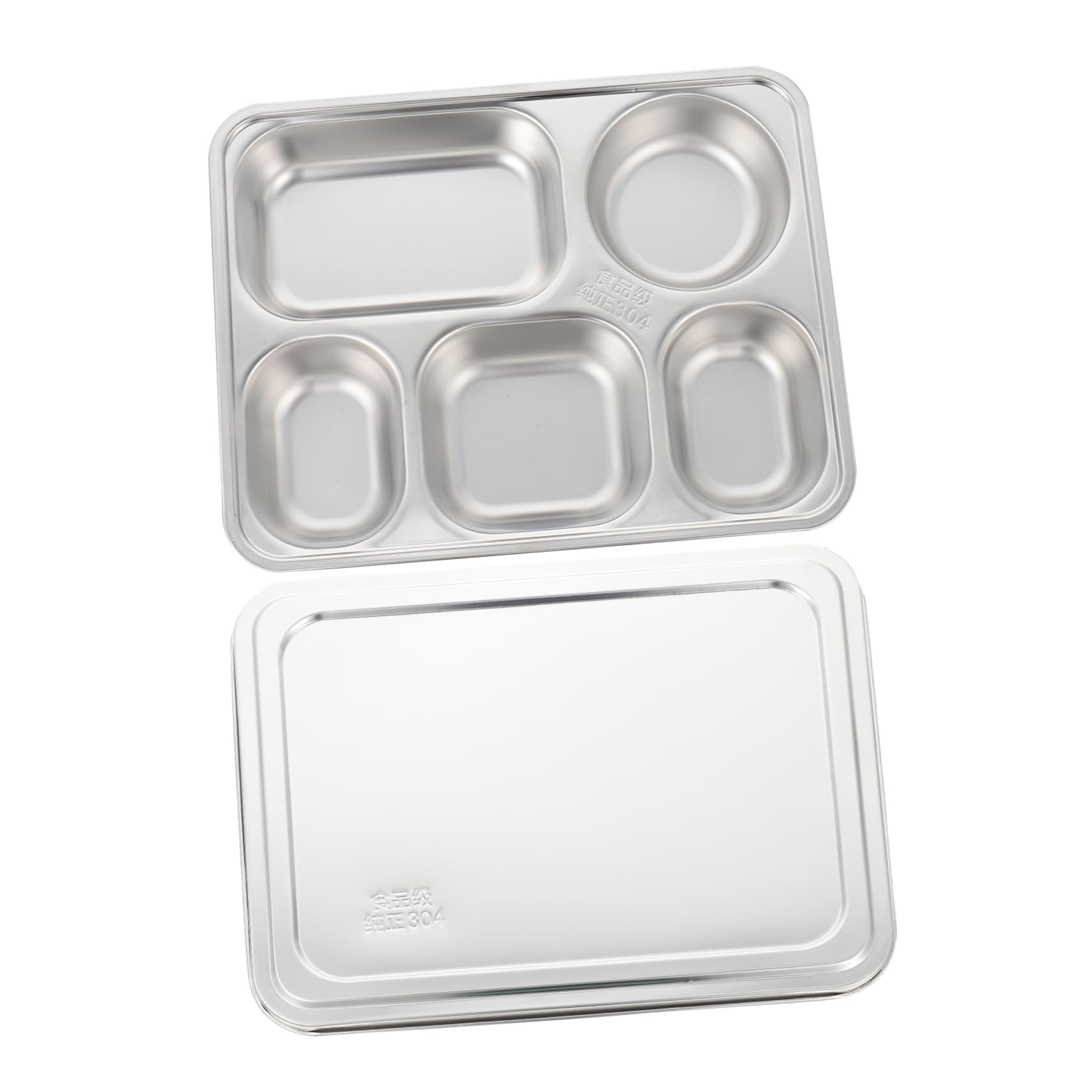 AUTSUPPL Stainless Steel Food Tray Boys and Girls Lunch Box with Cover School Cafeteria Plate