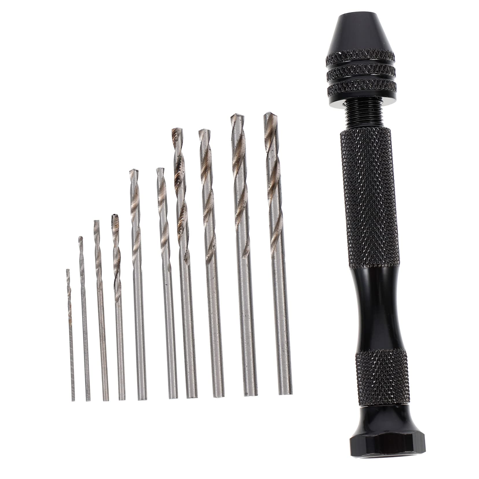 Mikikit 1 Set Wenwan Mini Hand Drill Mini Tools Rotary Tool Kit Pin Vise Hand Drill Tool for Manual Work Electric Tool Work Tools Jewelry Tools Kit Precision Power Tool Black Alloy Steel