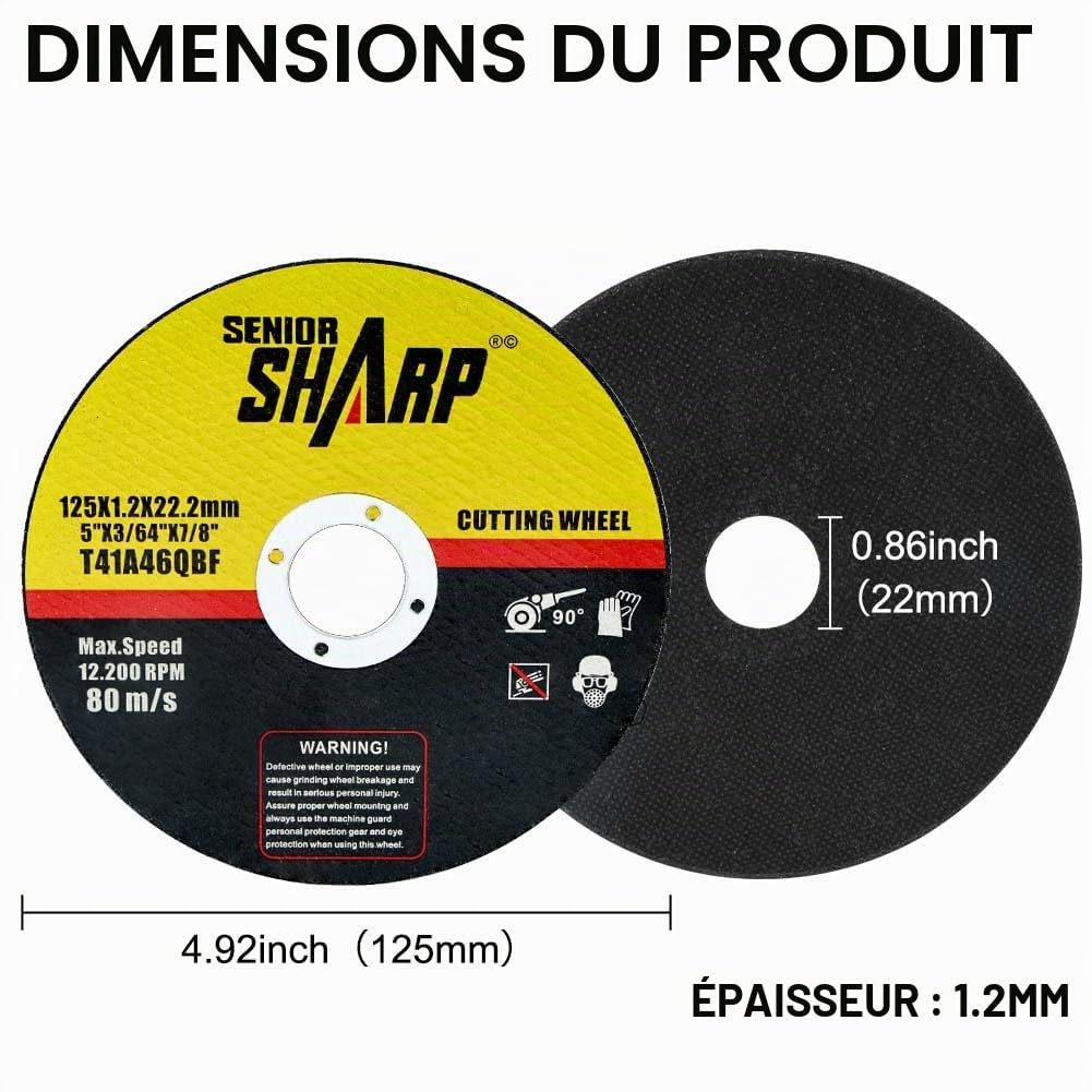 URAQT Disque à Tronçonner 125 Metal, 25pcs Disques de Coupe pour Meuleuse D'angle, 125mm*1.2mm Disques de Meuleuse,Tronçonnage Rapide pour Meuleuse D'angle du Métal, du Bois, du Fer, de l'acier