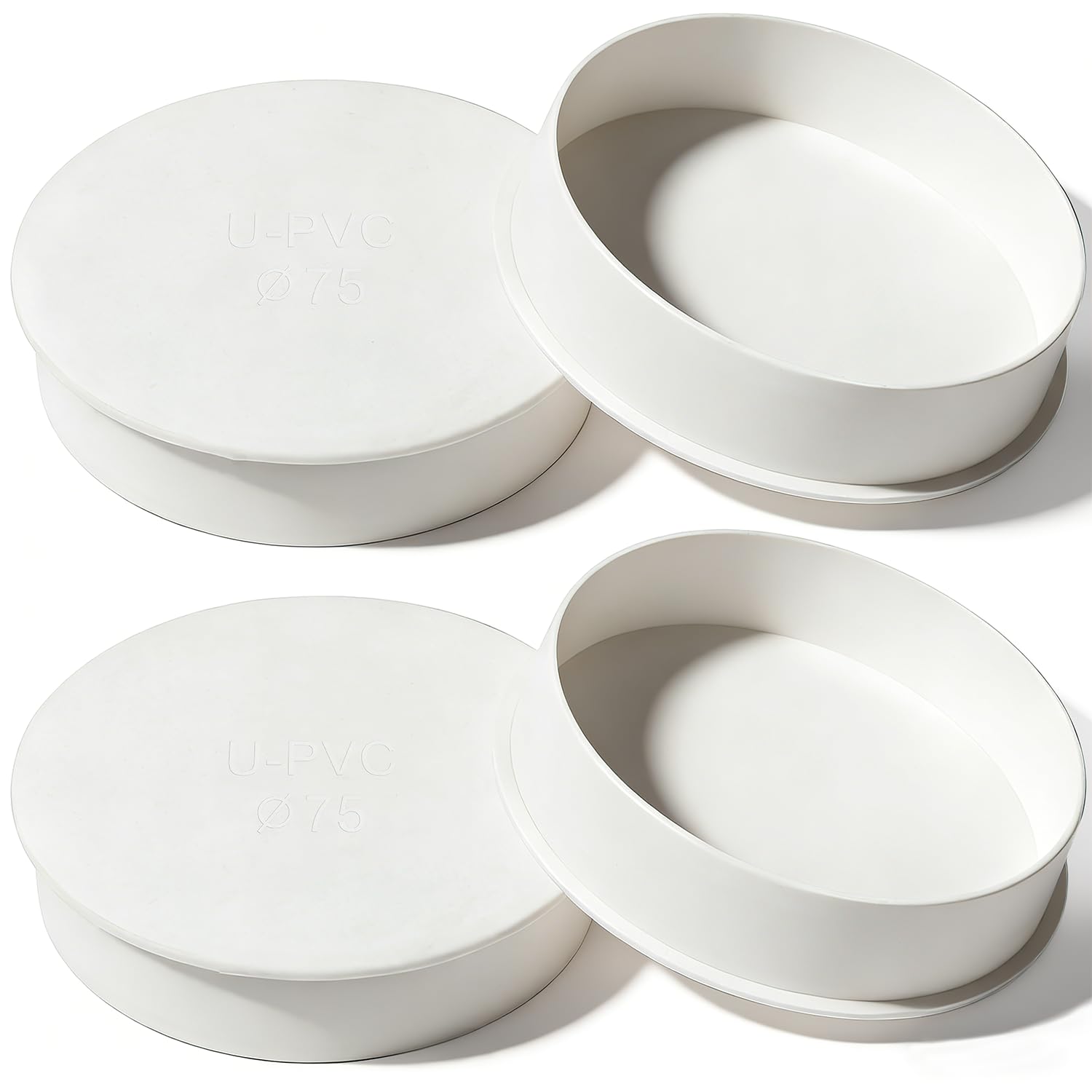 Tapón Decorativo de PVC Ø 75mm 4PCS Cubierta de Tubo de Ventilación Tapa Final de Bloqueo Interior para Tubería de Alcantarillado Protección (DN75)