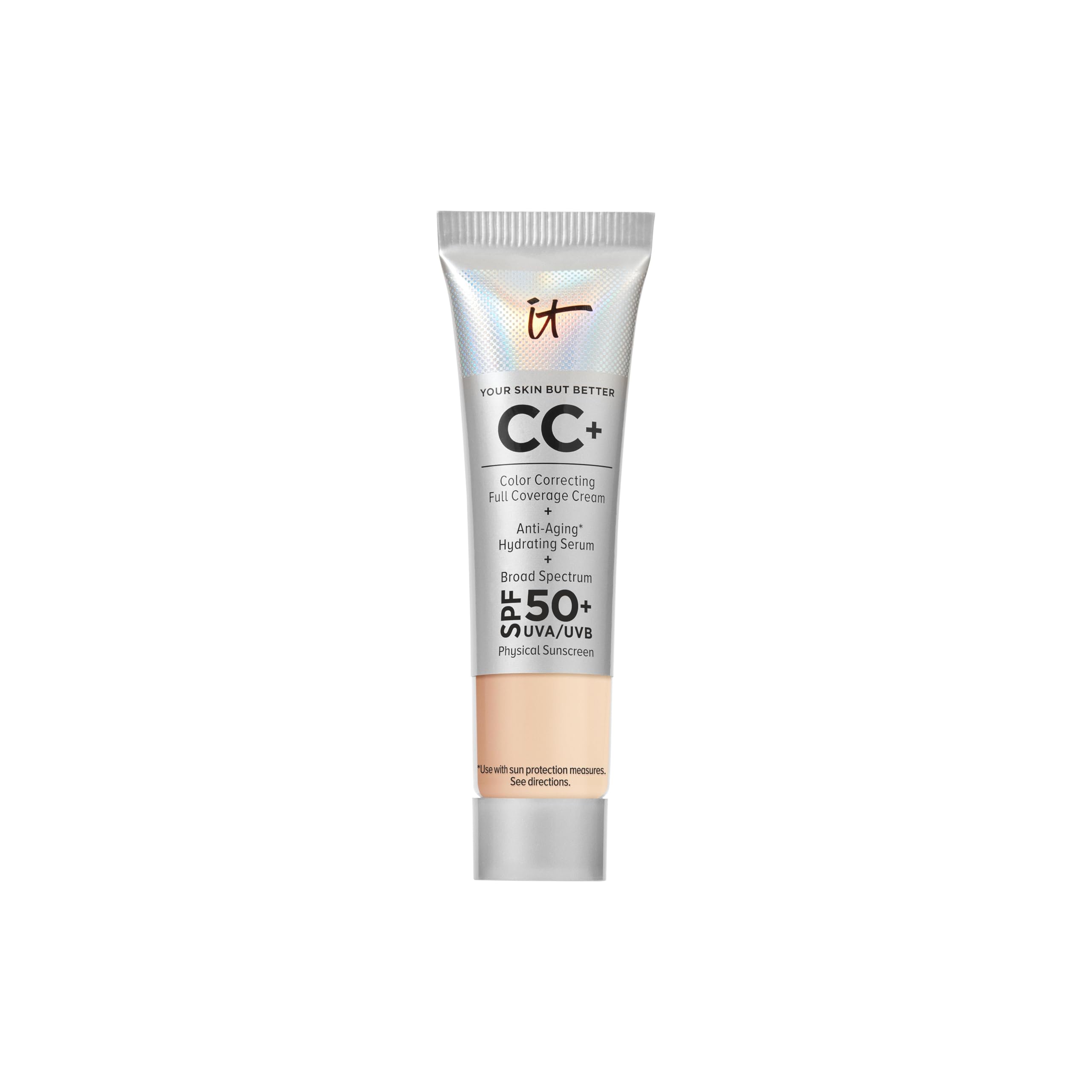 IT Cosmetics Your Skin But Better CC Cream LSF 50+, Hochpigmentierte Mehrzweck-Creme mit LSF 50, Getönte Anti-Aging-Tagescreme, Foundation, Concealer & Pflege in einem