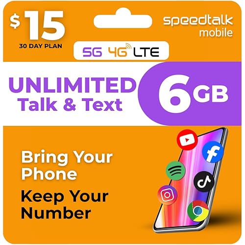 SpeedTalk Mobile Prepaid SIM Card Unlimited Talk & Text 3GB of 5G 4G LTE Data 30 Days Cell Phone Service Prepaid Subscription Plan Cancel Anytime 3in1 Simcard -Standard Micro Nano