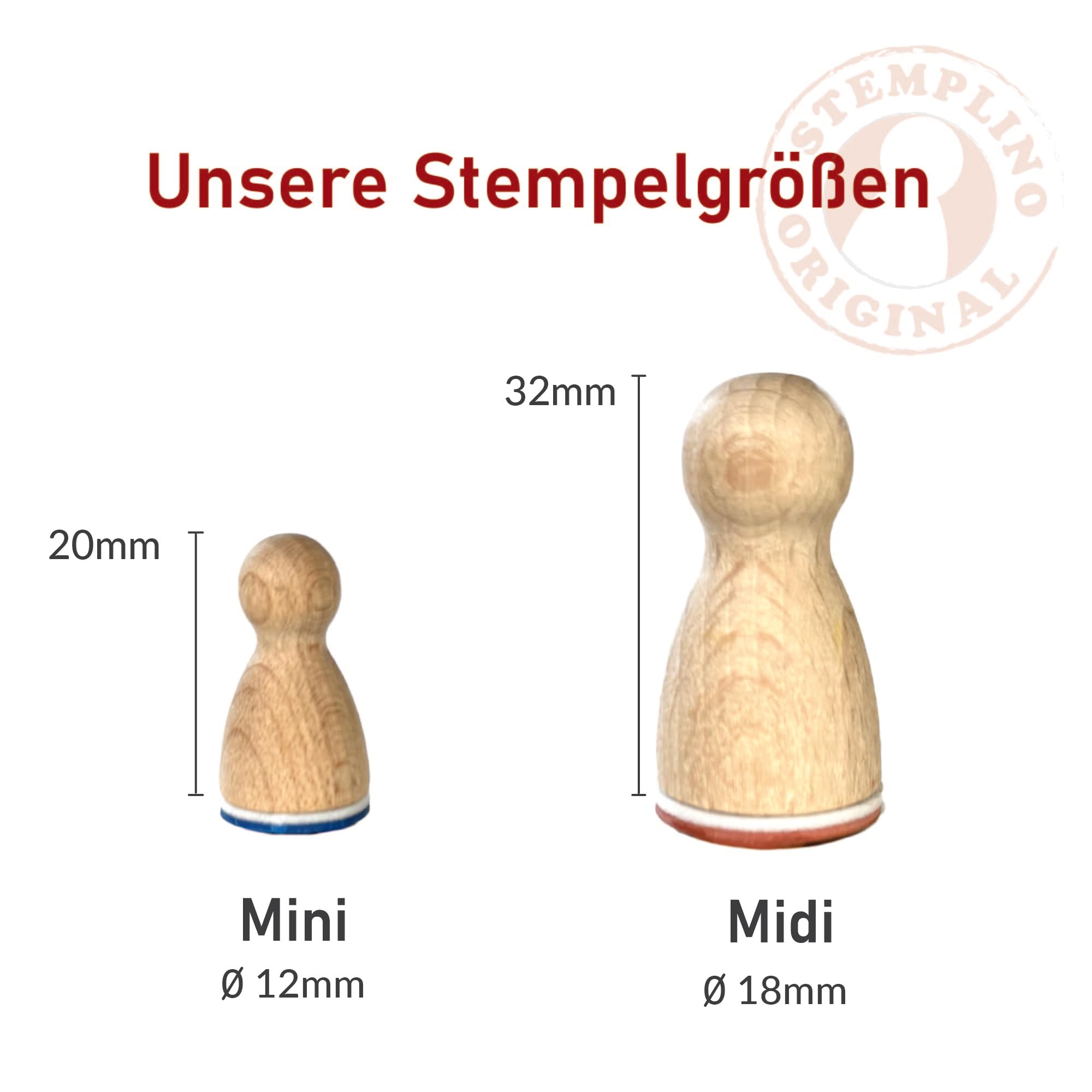 Stemplino Tampon Midi Smiley Chou 18mm - Tampon en Bois pour Cartes, DIY Scrapbooking & Bullet Journal - Série 11 (MG052